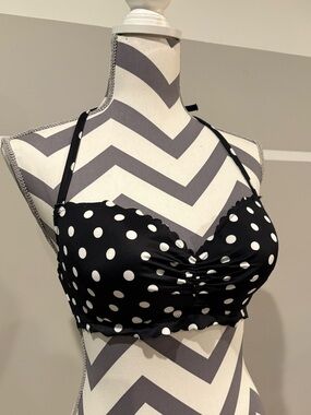 Victoria's Secret Black and White Polka Dot Bikini Top